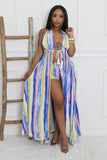 Slit Stripe Short Set