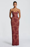 Women's Tube Top Lace Maxi Dress Slim Fit High Waist Hip-Accented