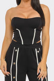After Dark Button Detail Set – Strapless Top & Pants