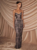 Women's Tube Top Lace Maxi Dress Slim Fit High Waist Hip-Accented