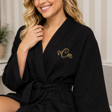 Knee-Length Waffle Robe for Women
