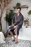 Waffle Spa Bathrobe for Men -  Absorbent, Lightweight