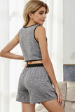Heathered Contrast Trim Lounge Set - OmniGlitz 
