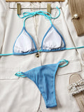 Ribbed Tie Back Bikini Set - OmniGlitz 
