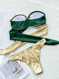 Two-Tone Ring Detail Tied Bikini Set - OmniGlitz 