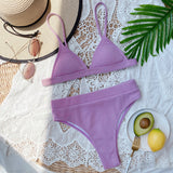 Spaghetti Strap Ribbed Bikini Set - OmniGlitz 
