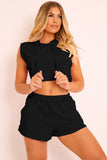 Hooded Crop Top & Pocketed Shorts Set - OmniGlitz 