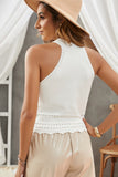 Scalloped Openwork Grecian Neck Tank - OmniGlitz 