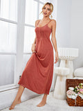 Scoop Neck Spaghetti Strap Night Dress - OmniGlitz 