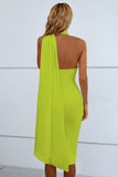 Cascading Detail Halter Neck Bodycon Dress - OmniGlitz 