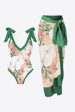 Floral V-Neck Two-Piece Swim Set - OmniGlitz 