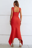 Ruched Sweetheart Neck Hem Detail Dress - OmniGlitz 