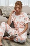 Tie-Dye Tee and Drawstring Waist Joggers Lounge Set - OmniGlitz 