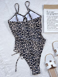 Leopard Cutout Tied One-Piece Swimsuit - OmniGlitz 