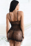 Patterned Fringe Trim Fishnet Dress - OmniGlitz 