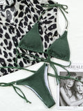 Textured Halter Neck Tie Side Bikini Set - OmniGlitz 