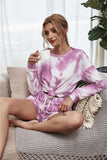 Tie-Dye Dropped Shoulder Top and Shorts Lounge Set - OmniGlitz 