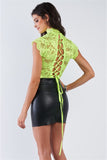 Lace Collared Short Sleeve Bodysuit - OmniGlitz 