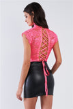Lace Collared Short Sleeve Bodysuit - OmniGlitz 