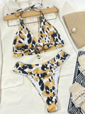 Animal Print Halter Neck Bikini Set - OmniGlitz 