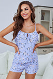 Floral Tied Cami and Shorts Pajama Set - OmniGlitz 
