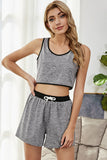 Heathered Contrast Trim Lounge Set - OmniGlitz 
