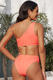 Textured One-Shoulder Bikini Set - OmniGlitz 