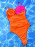 Two-Tone Twisted Cutout One-Piece Swimsuit - OmniGlitz 