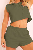 Hooded Crop Top & Pocketed Shorts Set - OmniGlitz 