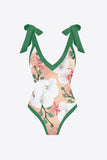 Floral V-Neck Two-Piece Swim Set - OmniGlitz 