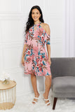Sew In Love Full Size Fresh-Cut Flowers Cold-Shoulder Dress - OmniGlitz 