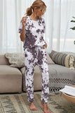 Tie-Dye Tee and Drawstring Waist Joggers Lounge Set - OmniGlitz 