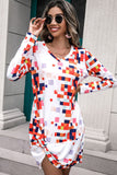 Rainbow Checker Twisted Long Sleeve Dress - OmniGlitz 