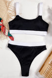 Color Block Scoop Neck Bikini Set - OmniGlitz 