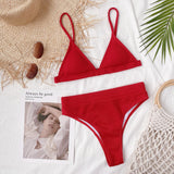 Spaghetti Strap Ribbed Bikini Set - OmniGlitz 