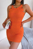 Decorative Button Sleeveless Knit Dress - OmniGlitz 