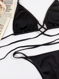 Halter Neck Crisscross Ribbed Bikini Set - OmniGlitz 