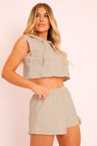 Hooded Crop Top & Pocketed Shorts Set - OmniGlitz 