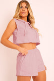 Hooded Crop Top & Pocketed Shorts Set - OmniGlitz 