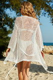 Tie-Waist Openwork Crochet Cover Up - OmniGlitz 