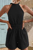 Halter Neck Tie Back Romper - OmniGlitz 