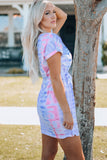 Women Tie-Dye Belted T-Shirt Dress - OmniGlitz 