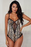 Spaghetti Strap Backless Leopard Printed Teddy - OmniGlitz 