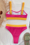 Color Block Scoop Neck Bikini Set - OmniGlitz 