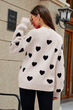 Heart Pattern Lantern Sleeve Round Neck Tunic Sweater - OmniGlitz 