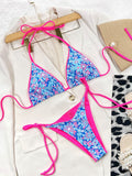Floral Halter Neck Tie Side Bikini Set - OmniGlitz 