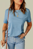 Distressed Round Neck Tee - OmniGlitz 
