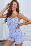 Floral Tied Cami and Shorts Pajama Set - OmniGlitz 