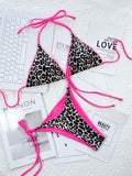 Leopard Print Halter Neck Tie Side Bikini Set - OmniGlitz 
