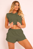 Hooded Crop Top & Pocketed Shorts Set - OmniGlitz 